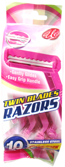 Stainless Steel Twin Blades Razors For Women, 10 Count