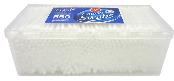 Natural Cotton Soft & Gentle Cotton Swabs in Container, 550 Count