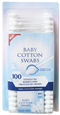 Baby Cotton Swabs 100% Cotton, Plastic Stick, Double Tipped, 100 Ct