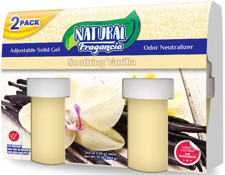 Natural Fragancia Soothing Vanilla Solid Gel Air Freshener, 2 Pack