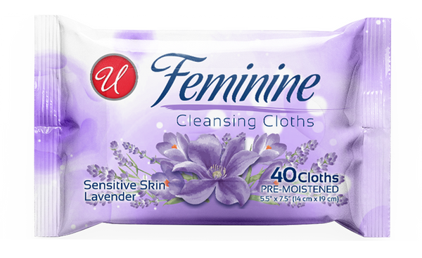 Feminine Cleansing Cloths For Sensitive Skin Lavender Scent, 40 Ct.