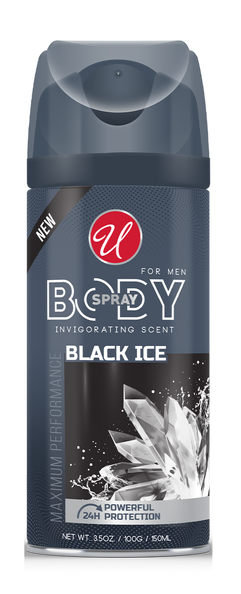 Invigorating Black Ice Scent 24 Hour Body Spray For Men, 3.5oz.