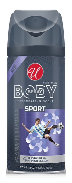 Invigorating Sport Scent 24 Hour Body Spray For Men, 3.5oz. (150ml)