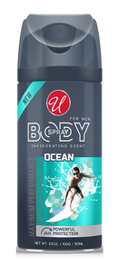 Invigorating Ocean Scent 24 Hour Body Spray For Men, 3.5oz. (150ml)