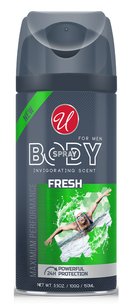 Invigorating Fresh Scent 24 Hour Body Spray For Men, 3.5oz (150ml)