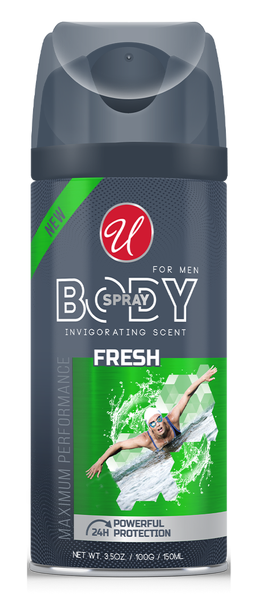 Invigorating Fresh Scent 24 Hour Body Spray For Men, 3.5oz (150ml)