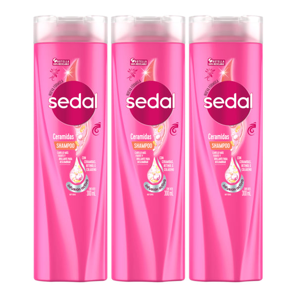 Sedal Shampoo Ceramidas, 300ml (10.15oz.) (Pack of 3)