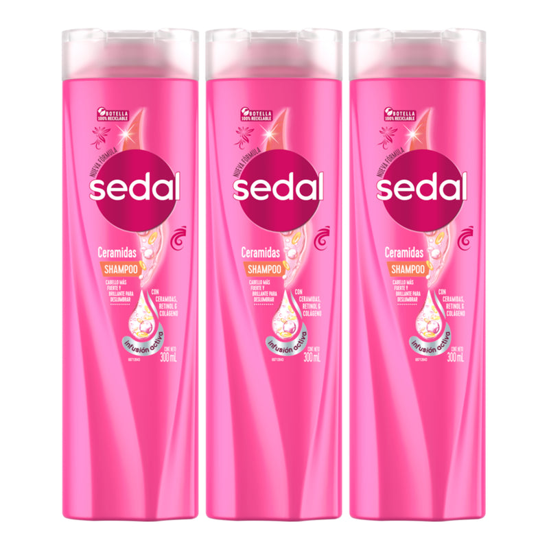 Sedal Shampoo Ceramidas, 300ml (10.15oz.) (Pack of 3)