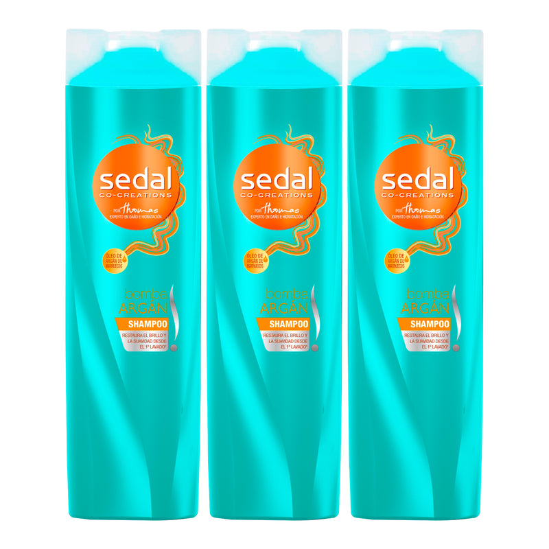 Sedal Shampoo Bomba Argan, 300ml (10.15oz.) (Pack of 3)