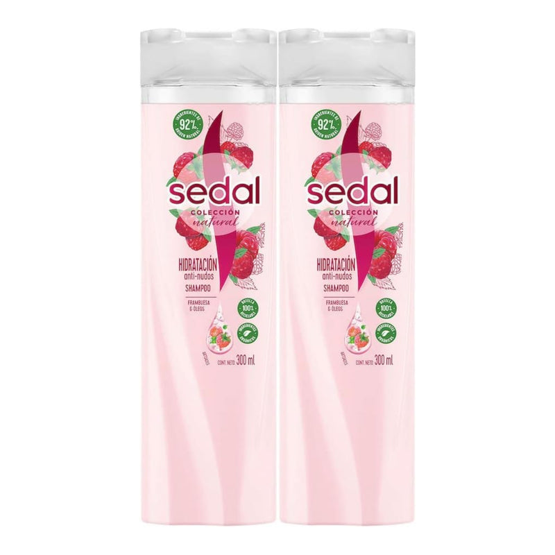 Sedal Shampoo Hidratacion Anti-Nudos Frambuesa & Oleos, 300ml (Pack of 2)