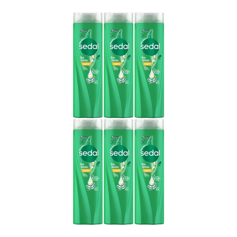 Sedal Shampoo Rizos Definidos Todo El Dia, 300ml (10.15oz.) (Pack of 6)