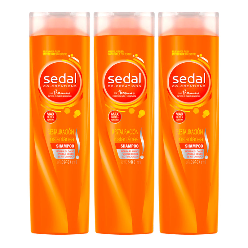 Sedal Co-Creations Shampoo Restauración Instantánea, 340ml (11.5oz) (Pack of 3)