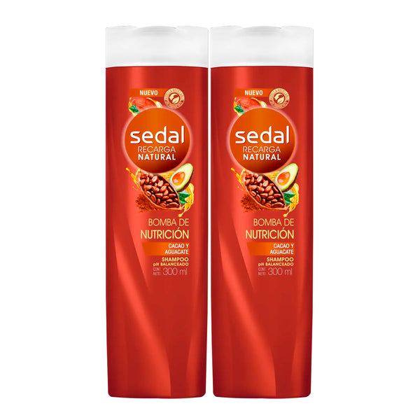 Sedal Bomba De Nutricion Cacao Y Aguacate Shampoo, 300ml (10.15oz.) (Pack of 2)