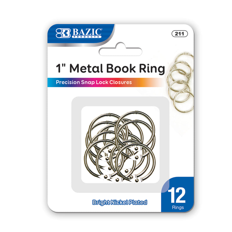 1" Metal Book Rings (12/Pack)