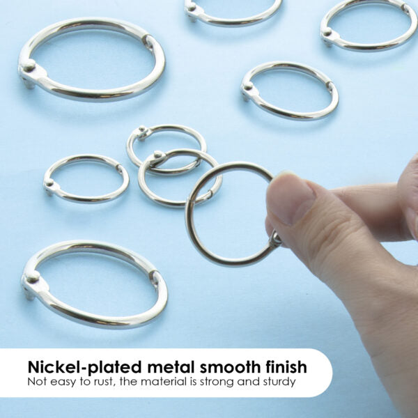 Assorted Size Metal Book Rings (10/Pack)