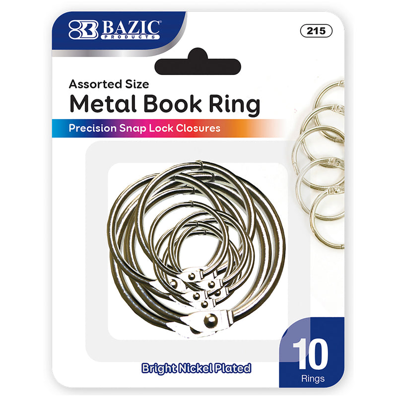 Assorted Size Metal Book Rings (10/Pack)