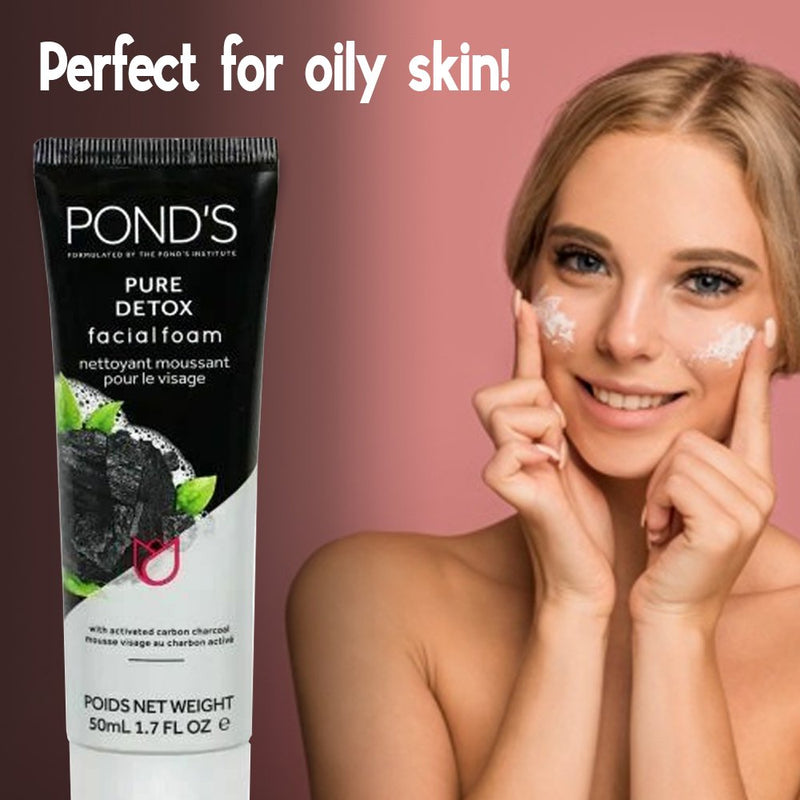 Pond's Pure Detox Facial Foam Activated Carbon Charcoal, 50ml (Pack of 12)