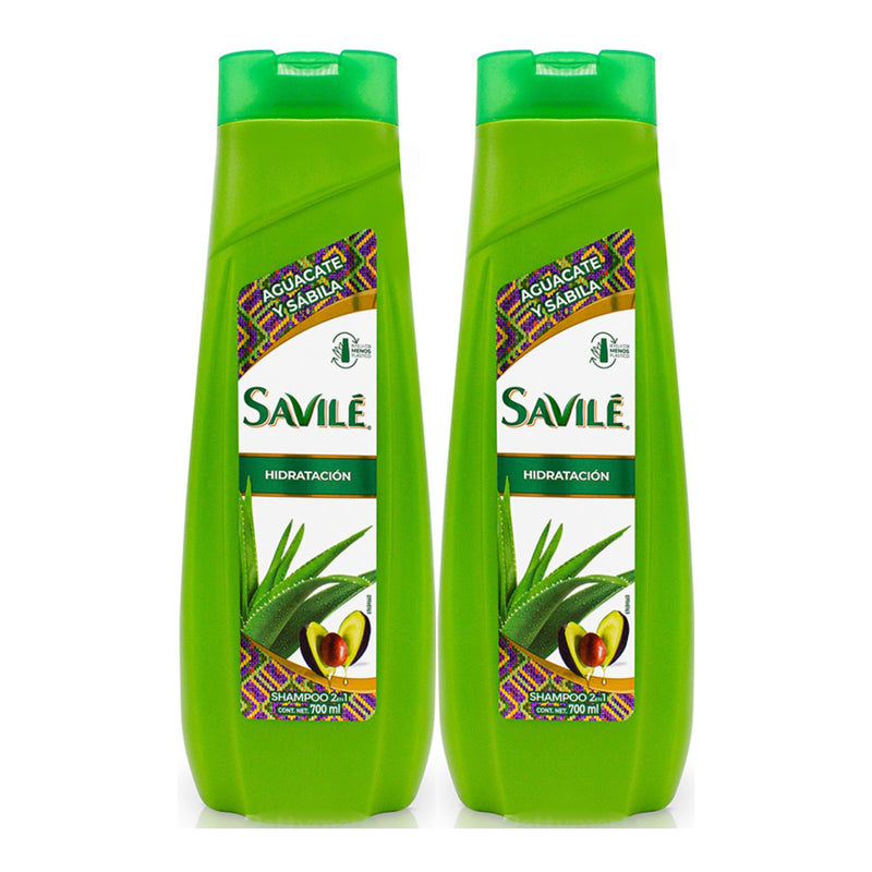 Savile Shampoo Aguacate y Sábila 2-en-1 Hidratacion 700ml (Pack of 2)