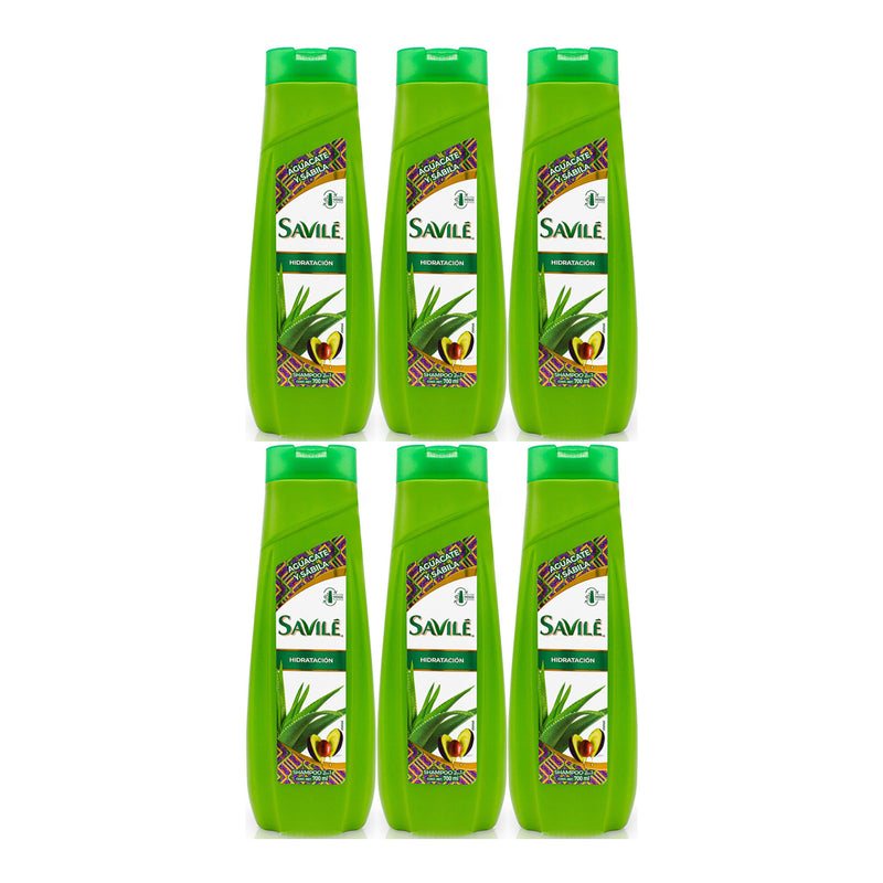 Savile Shampoo Aguacate y Sábila 2-en-1 Hidratacion 700ml (Pack of 6)