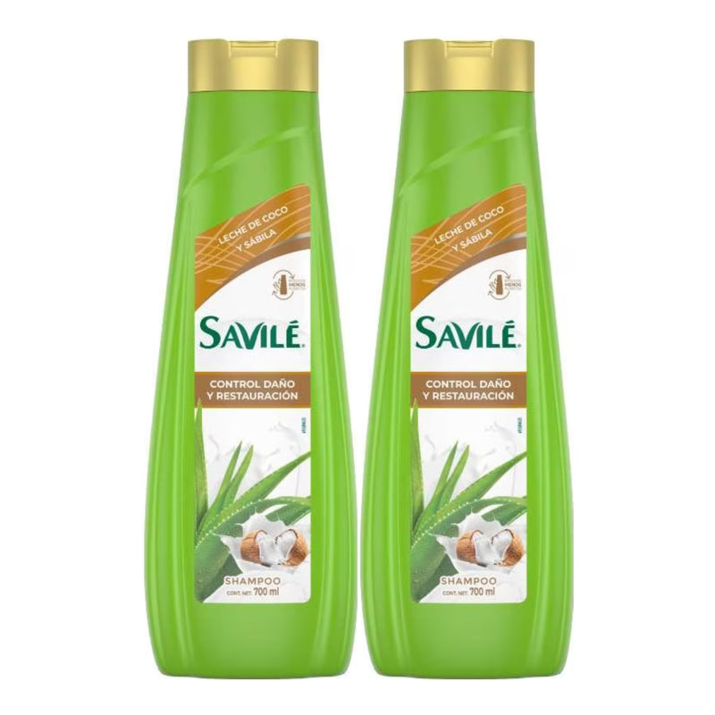 Savile Shampoo Leche De Coco y Sábila (Control Dano), 700ml (Pack of 2)