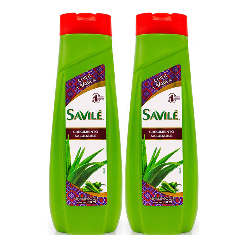 Savile Shampoo Chile y Sábila (2-en-1 Crecimiento), 700ml (Pack of 2)