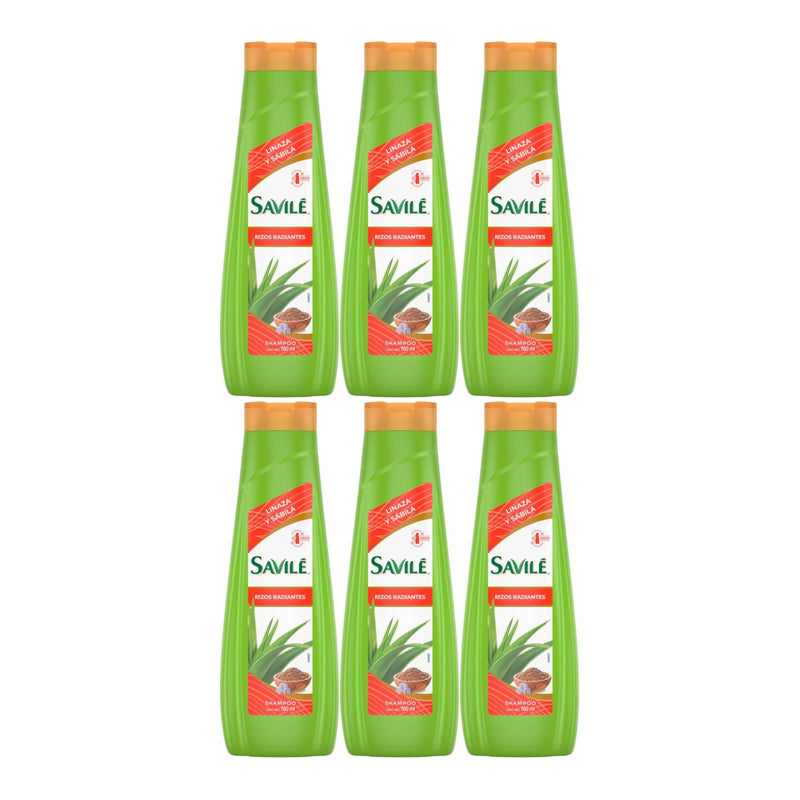 Savile Shampoo Linaza y Sábila (Rizos Radiantes), 700ml (Pack of 6)