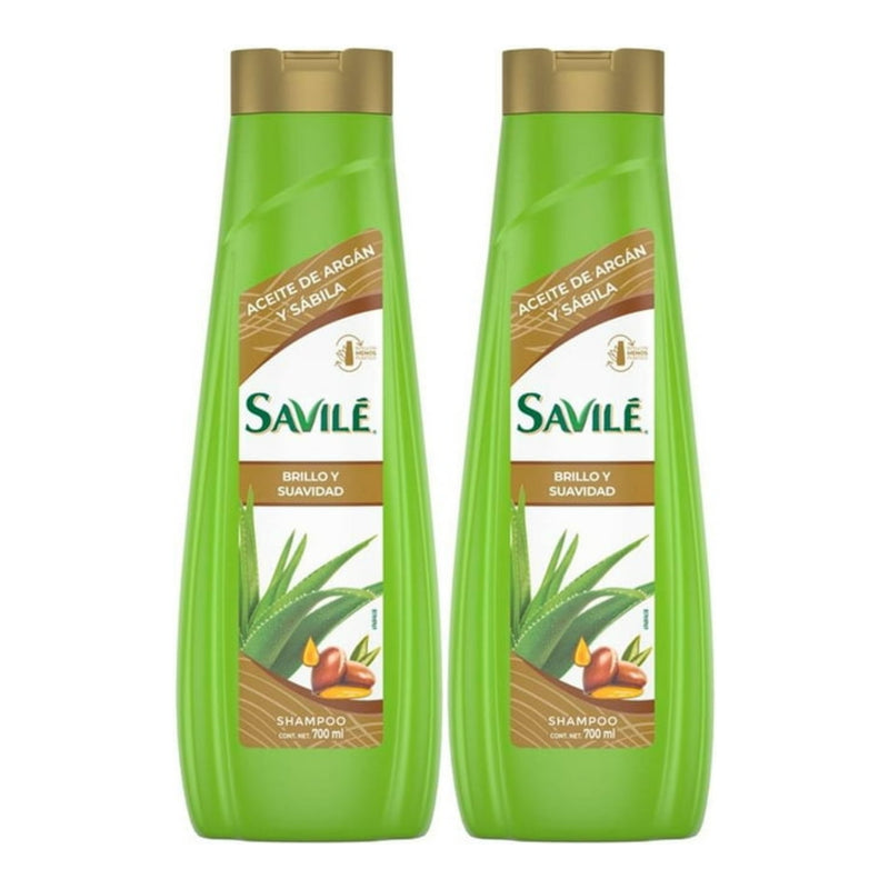 Savile Shampoo Aceite De Argan y Sábila (Brillo Y Suavidad), 700ml (Pack of 2)