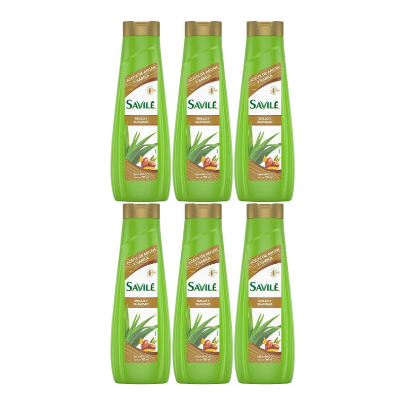 Savile Shampoo Aceite De Argan y Sábila (Brillo Y Suavidad), 700ml (Pack of 6)