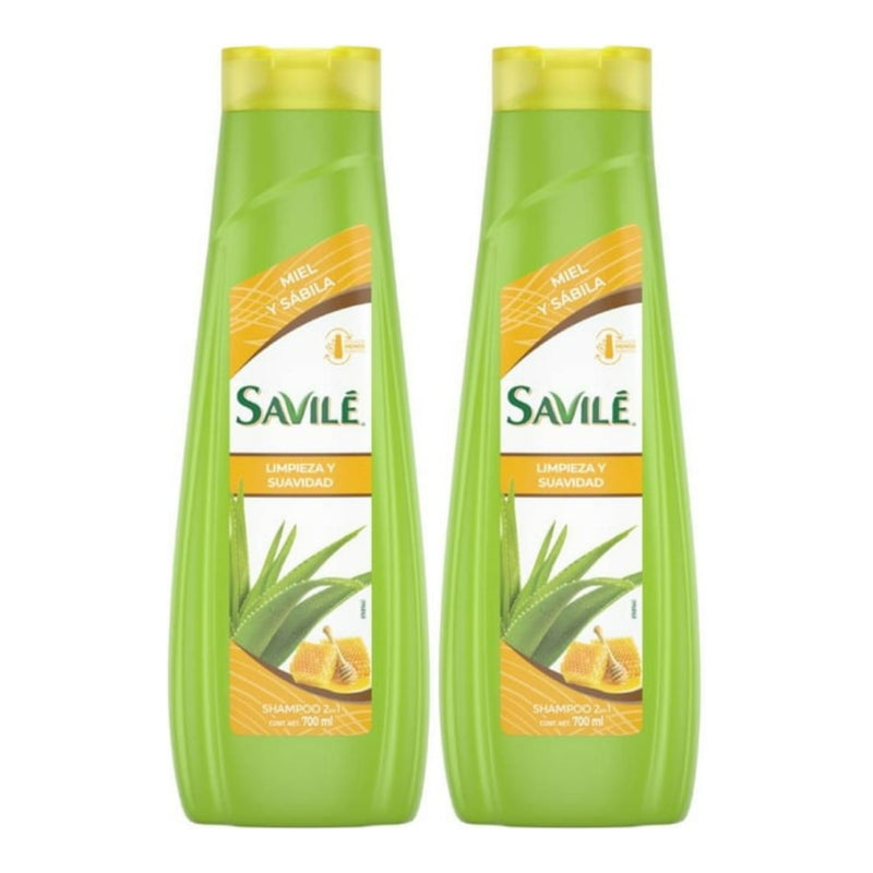 Savile Shampoo 2-en-1 Miel y Sábila (Limpieza y Suavidad), 700ml (Pack of 2)