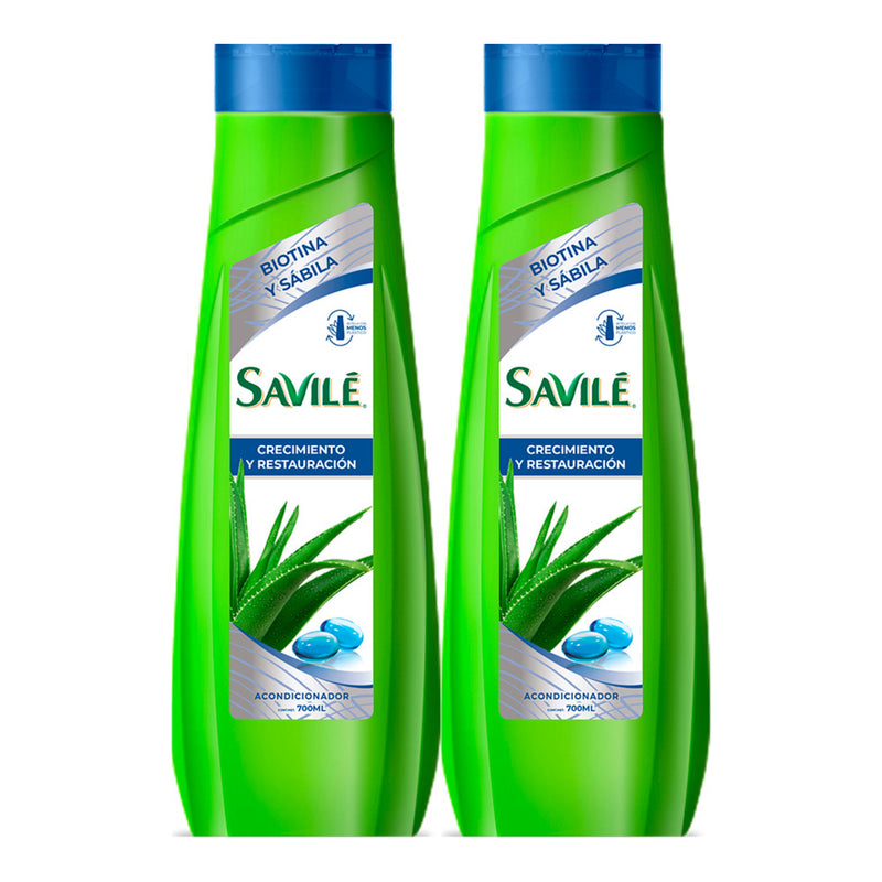 Savile Acondicionador Biotina y Sábila (Crecimiento), 700ml (Pack of 2)