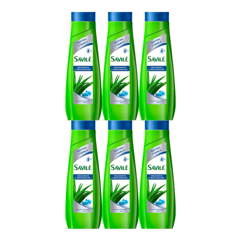 Savile Acondicionador Biotina y Sábila (Crecimiento), 700ml (Pack of 6)