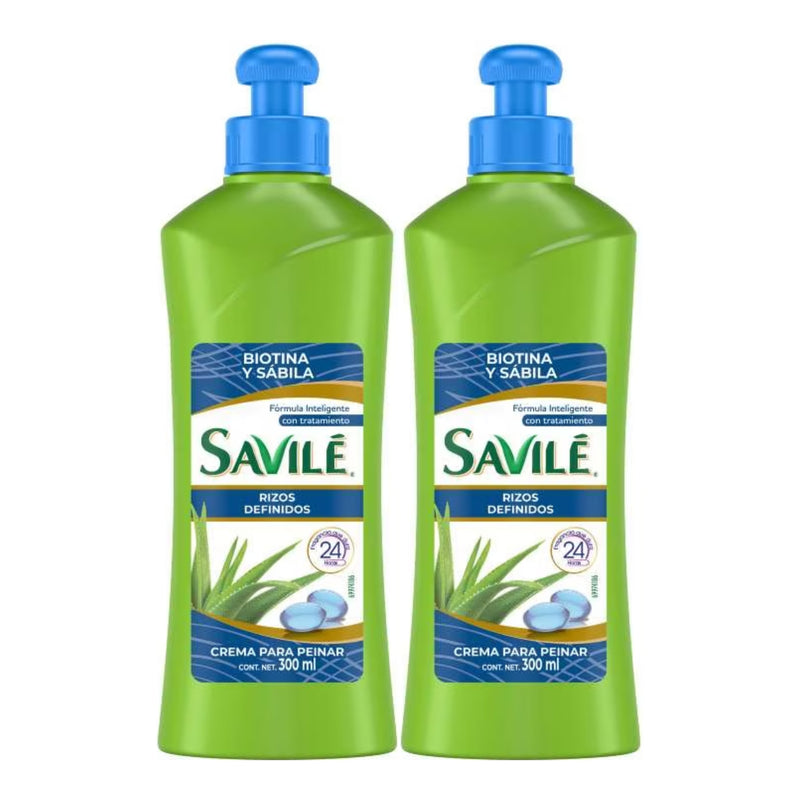 Savilé Crema para Peinar Rizo Biotina y Sábila, 300ml (Pack of 2)