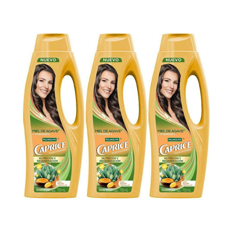 Caprice Shampoo Miel de Agave (Nutricion y Regeneracion), 750ml (Pack of 3)