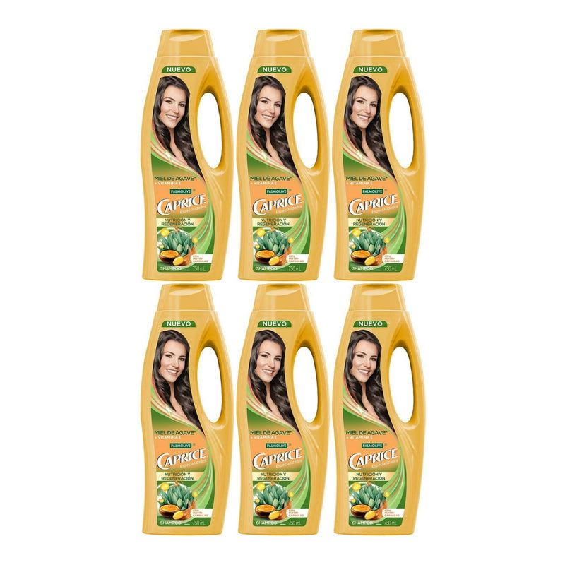 Caprice Shampoo Miel de Agave (Nutricion y Regeneracion), 750ml (Pack of 6)