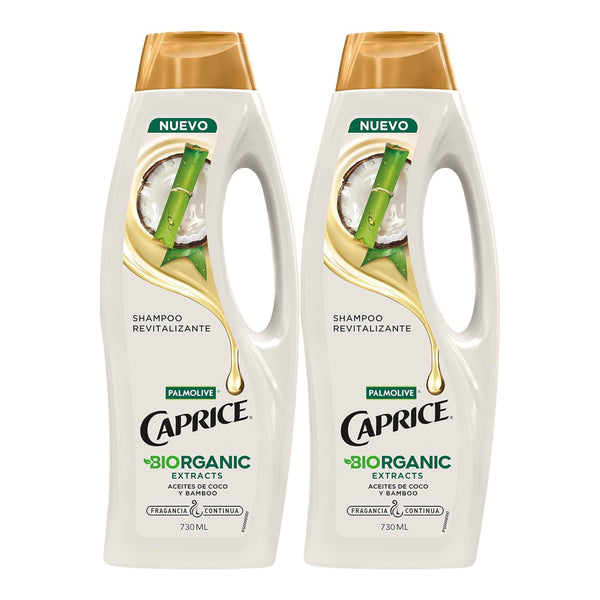 Caprice Shampoo Biogranic Extracts Aceites De Coco y Bamboo, 730ml (Pack of 2)