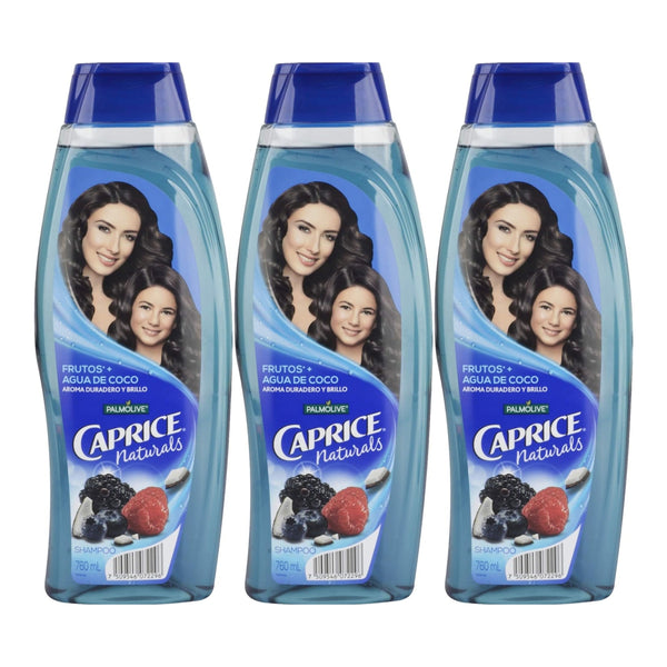 Caprice Shampoo Frutos + Agua De Coco Aroma Duradero y Brillo 760ml (Pack of 3)