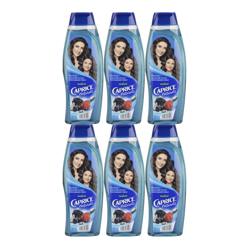 Caprice Shampoo Frutos + Agua De Coco Aroma Duradero y Brillo 760ml (Pack of 6)