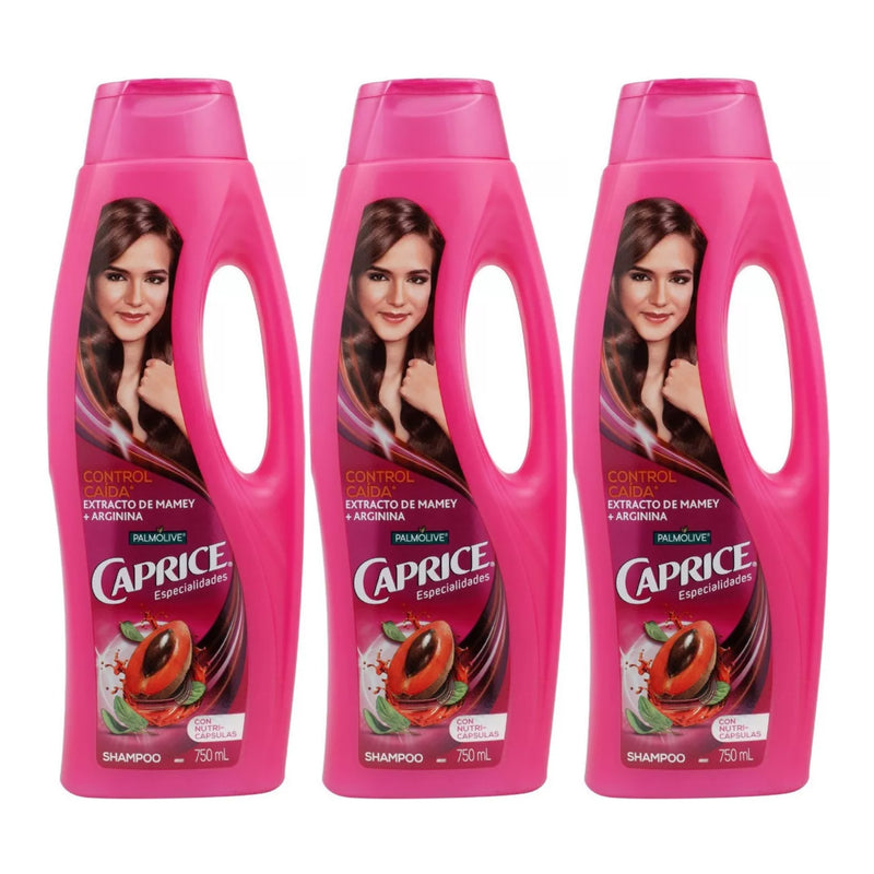 Caprice Shampoo Control Caida (Extracto De Mamey + Arginina), 750ml (Pack of 3)