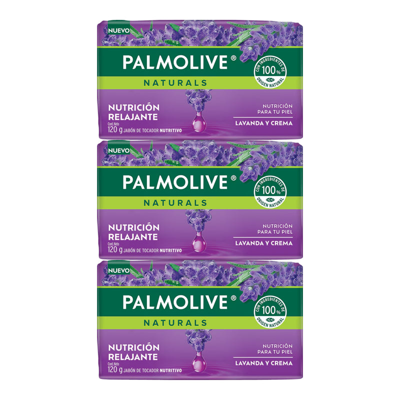 Palmolive Naturals Lavanda Crema Bar Soap Nutrición Relajante, 120g (Pack of 3)