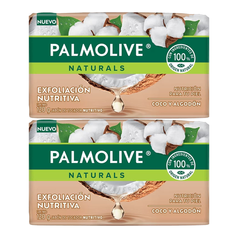 Palmolive Naturals Coco Algodón Bar Soap Exfoliación Nutritiva 120g (Pack of 2)