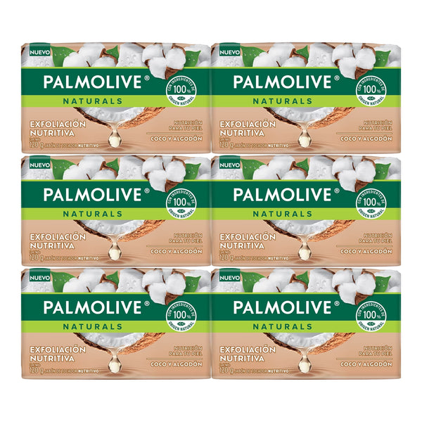 Palmolive Naturals Coco Algodón Bar Soap Exfoliación Nutritiva 120g (Pack of 6)