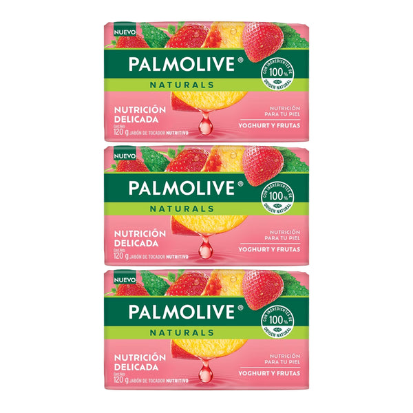 Palmolive Naturals Yoghurt Frutas Bar Soap Nutrición Delicada 120g (Pack of 3)