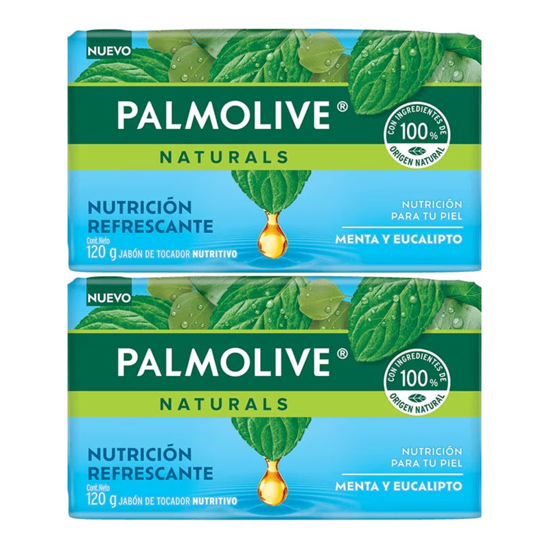 Palmolive Menta y Eucalipto Bar Soap Nutrición Refrescante, 120g (Pack of 2)