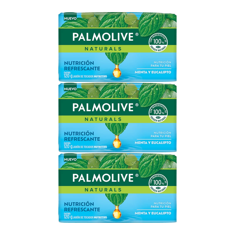 Palmolive Menta y Eucalipto Bar Soap Nutrición Refrescante, 120g (Pack of 3)