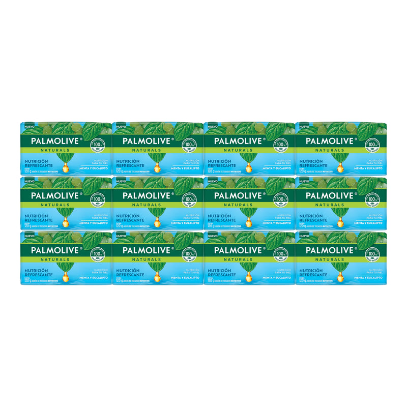 Palmolive Menta y Eucalipto Bar Soap Nutrición Refrescante, 120g (Pack of 12)