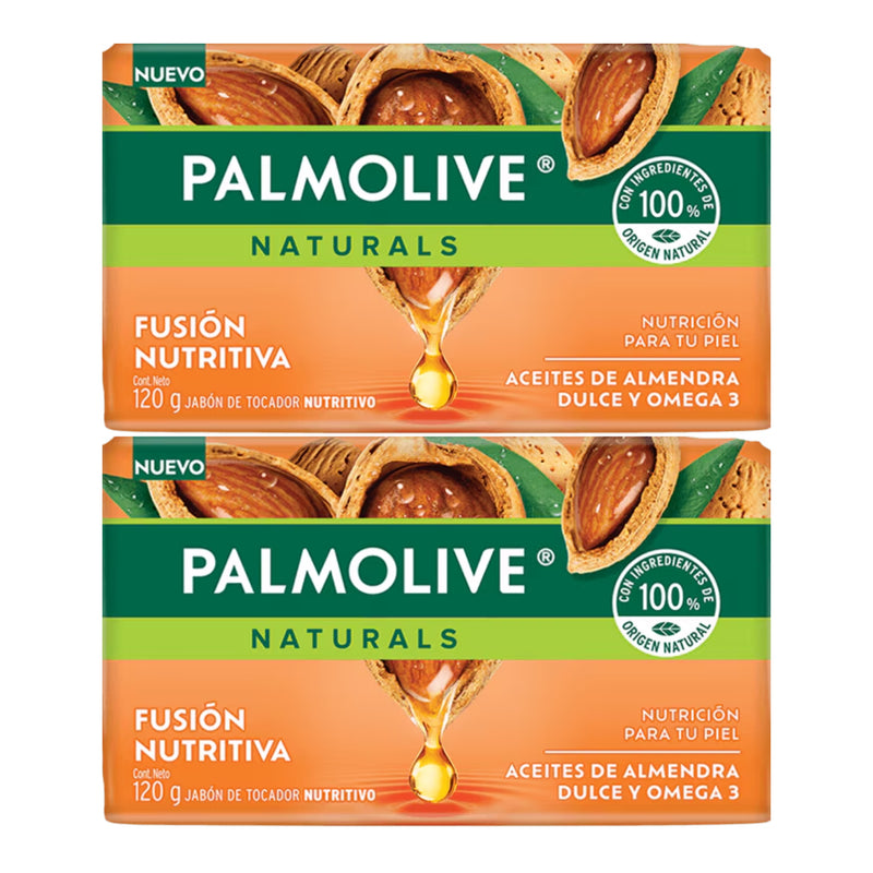 Palmolive Aceites de Almendra Dulce y Omega 3 Bar Soap, 120g (Pack of 2)