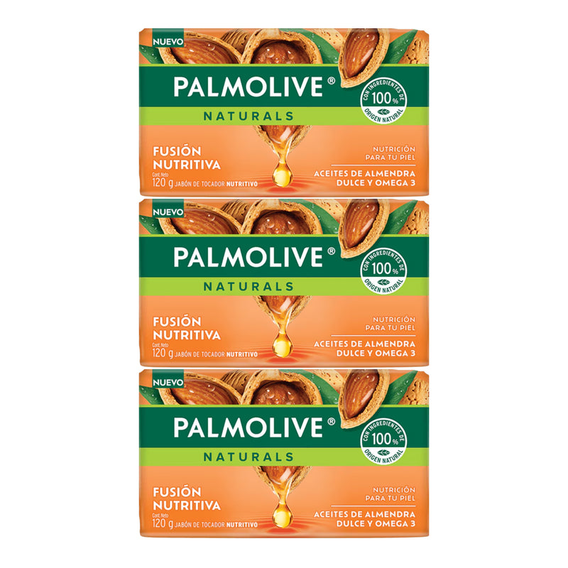 Palmolive Aceites de Almendra Dulce y Omega 3 Bar Soap, 120g (Pack of 3)