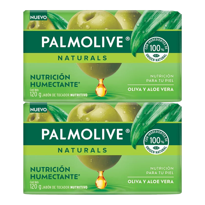 Palmolive Naturals Oliva y Aloe Bar Soap Sensación Humectante, 120g (Pack of 2)