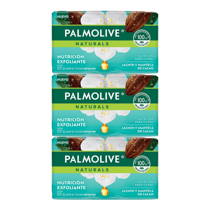 Palmolive Jazmín y Manteca de Cacao Bar Soap Exfoliante, 120g (Pack of 3)