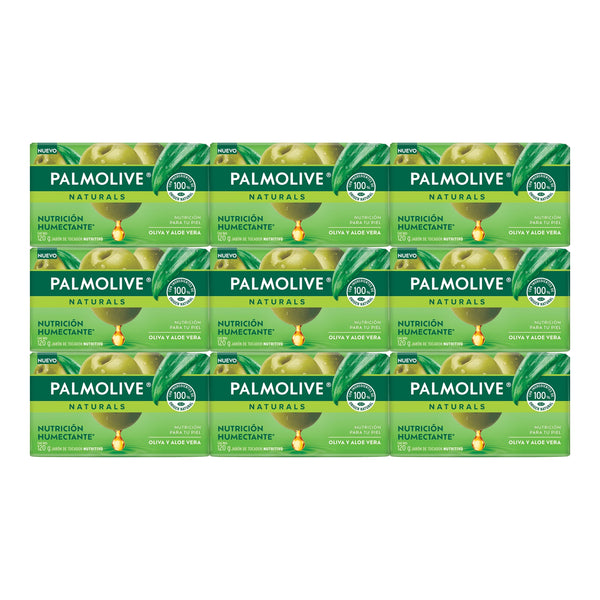 Palmolive Naturals Oliva y Aloe Bar Soap Sensación Humectante, 120g (Pack of 12)